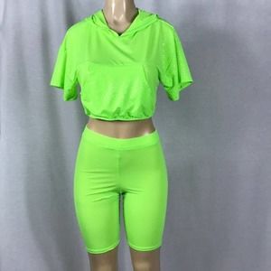 Urban Outfitters Hooded Crop Top Shorts SMALL